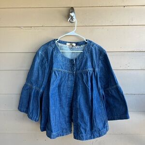 Bell Sleeve Two Button Denim Jacket - Size 2X